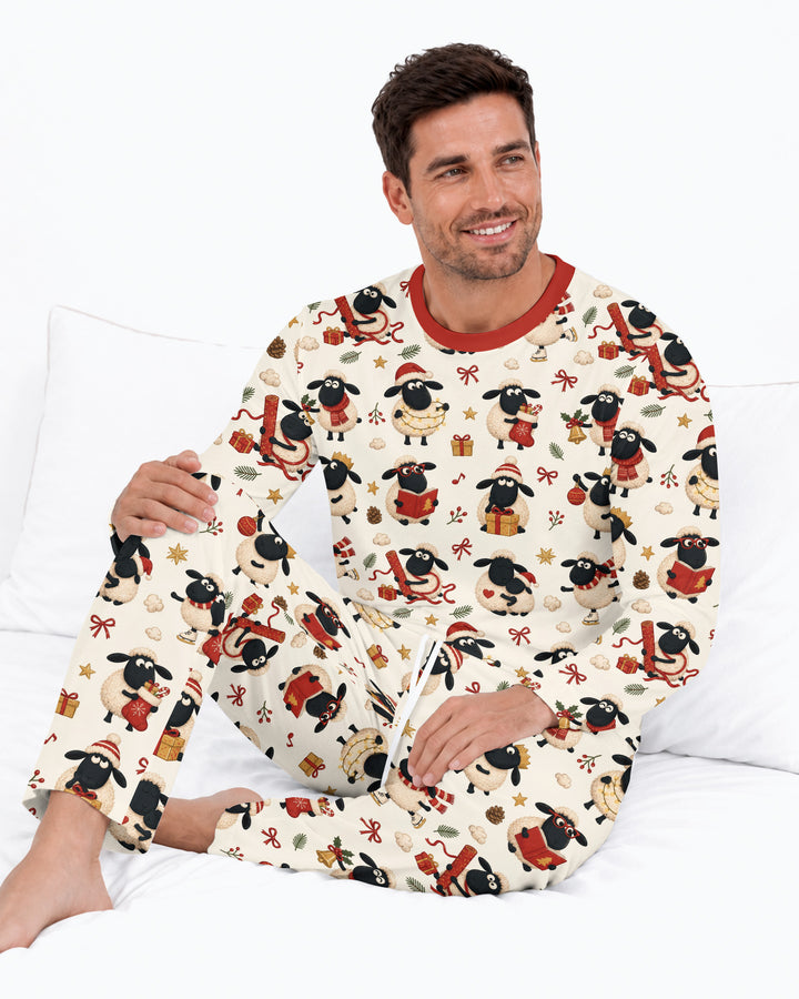 Festive Holiday Sheep Bamboo Men's Pajama Set
