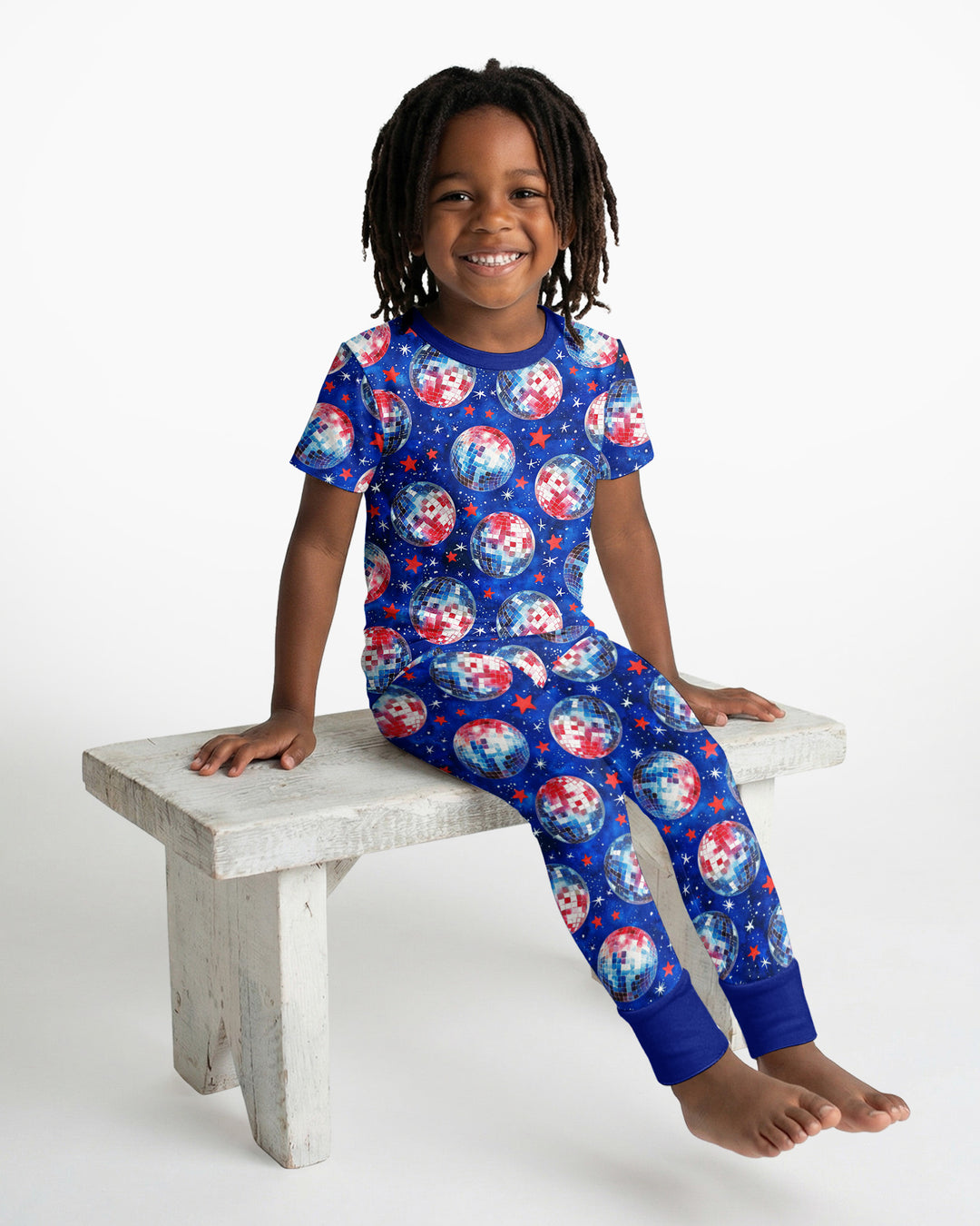 USA Disco Balls Bamboo Two Piece Short Sleeve Pajama Set