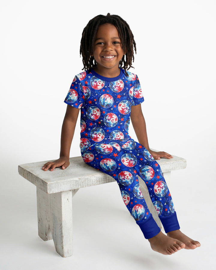 USA Disco Balls Bamboo Two Piece Short Sleeve Pajama Set