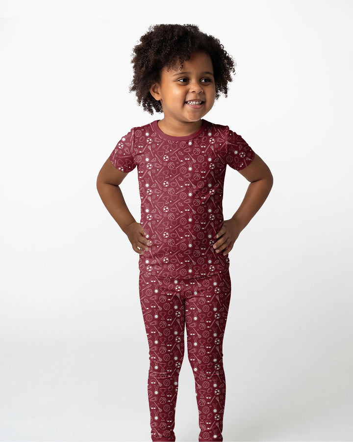 Doodle Sports Bamboo Two Piece Short Sleeve Pajama Set