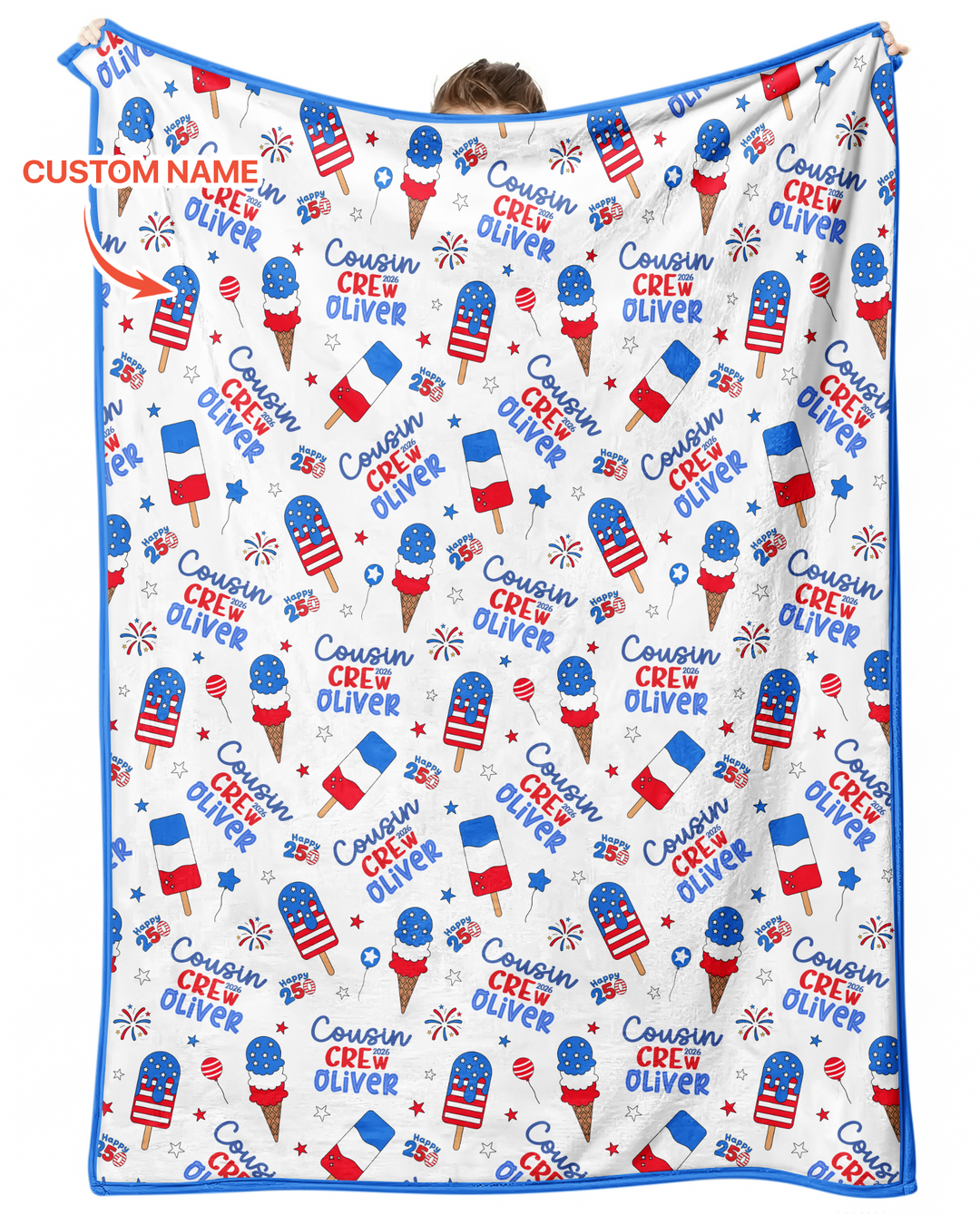 Custom Name 4th of July Cousin Crew Bamboo Blanket