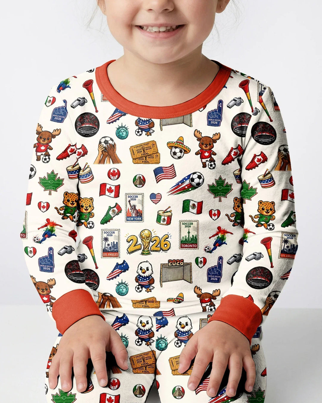 Soccer Cup 2026 Family Matching Bamboo Two Piece Short Sleeve Pajama Set