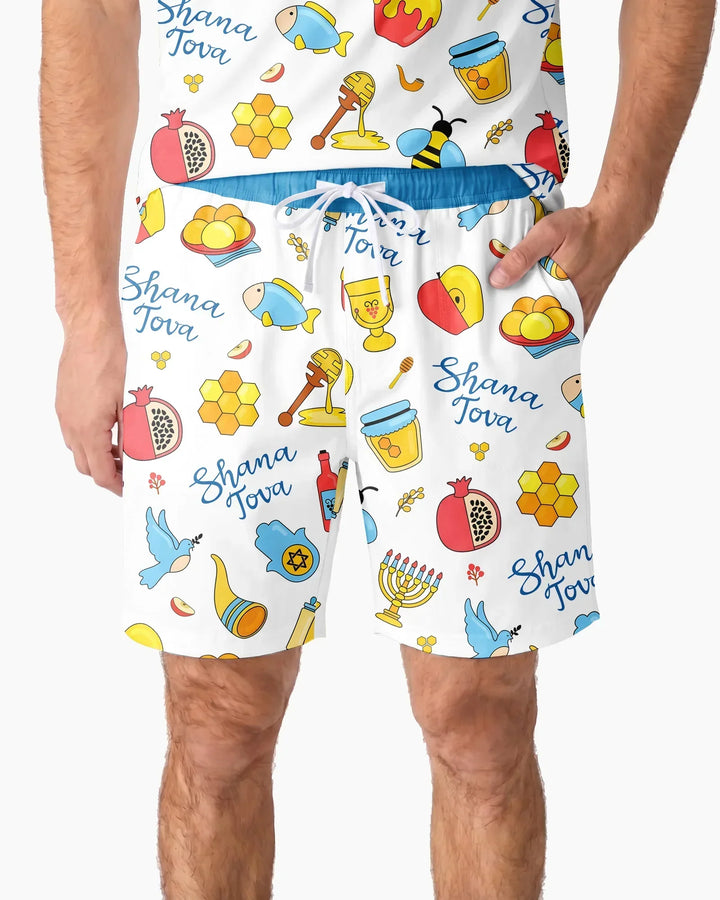 Shanah Tovah U'Metukah Bamboo Men Short Sleeve Short Pajama Set