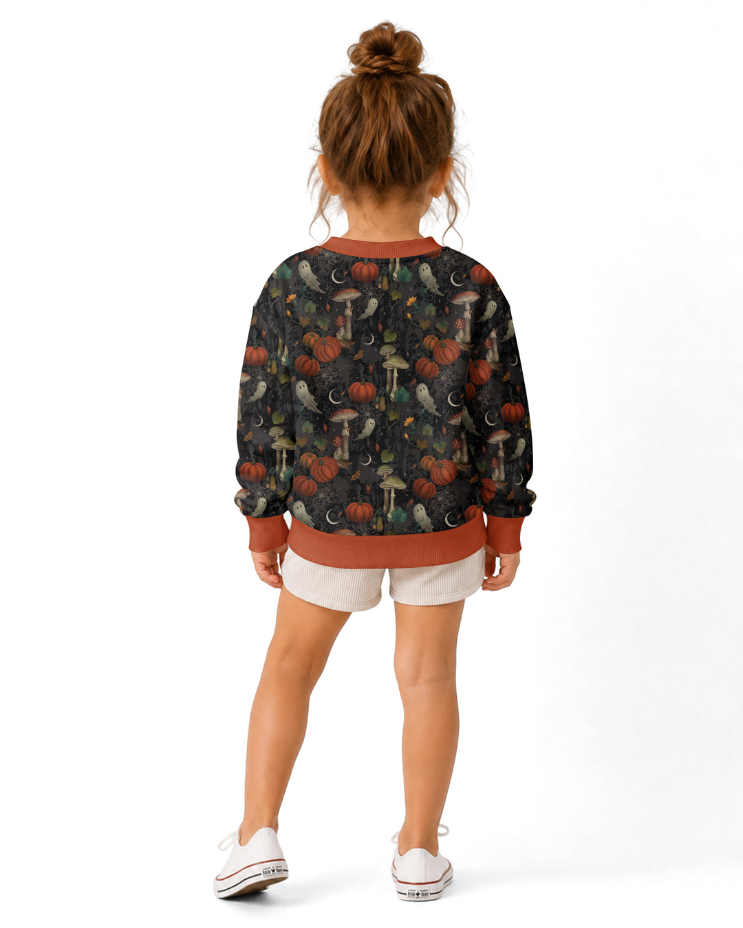 Spooky Cute Ghost Pumpkin Mushroom Halloween Bamboo Crewneck Sweatshirt