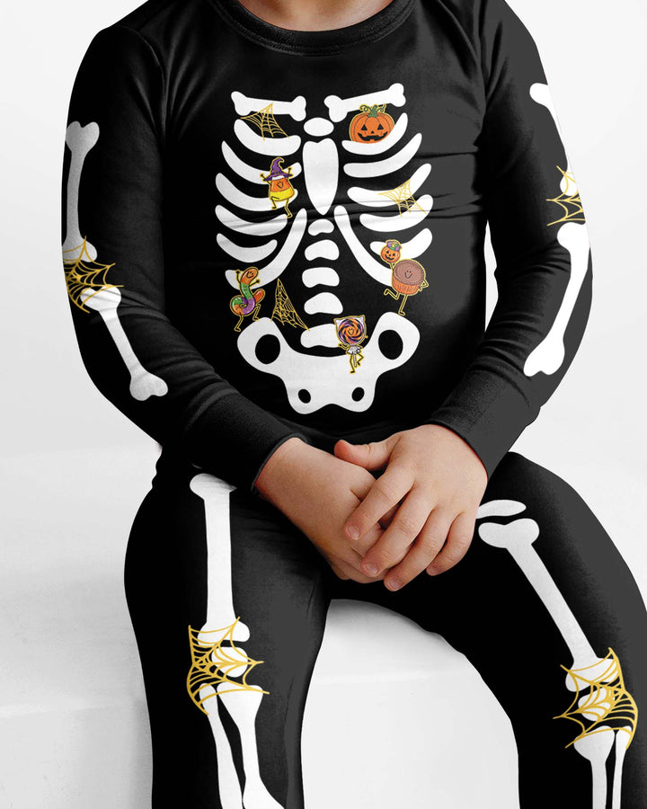 Halloween Skeleton Candy Bamboo Two Piece Long Sleeve Pajama Set