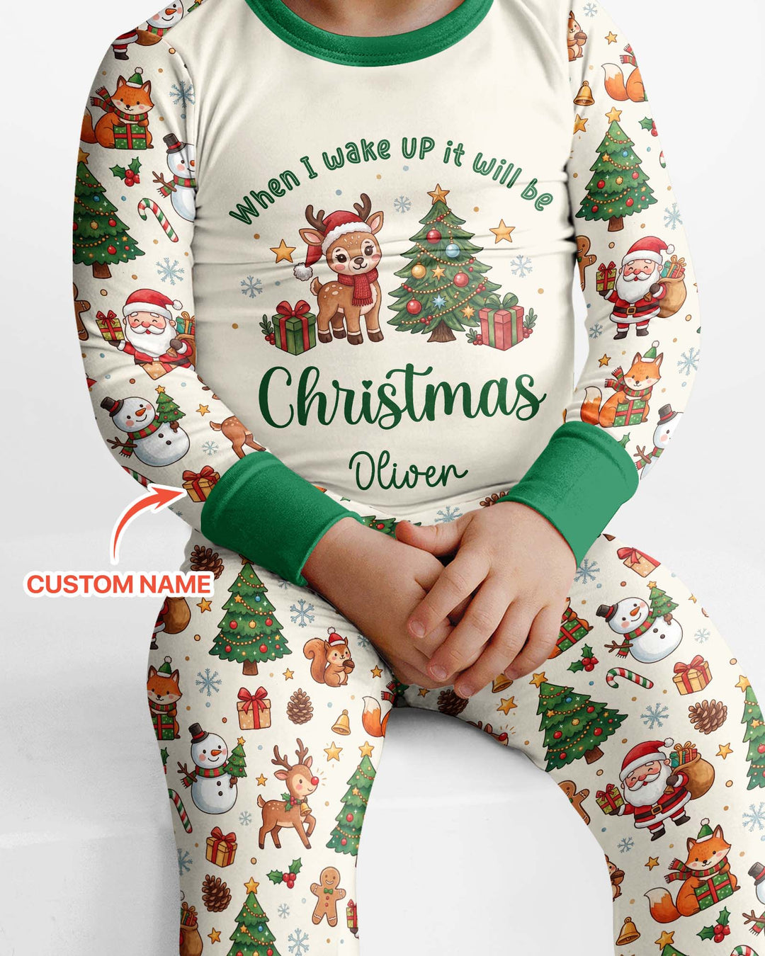 Custom Name When I Wake Up It's Will Be Christmas Bamboo Two Piece Long Sleeve Pajama Set