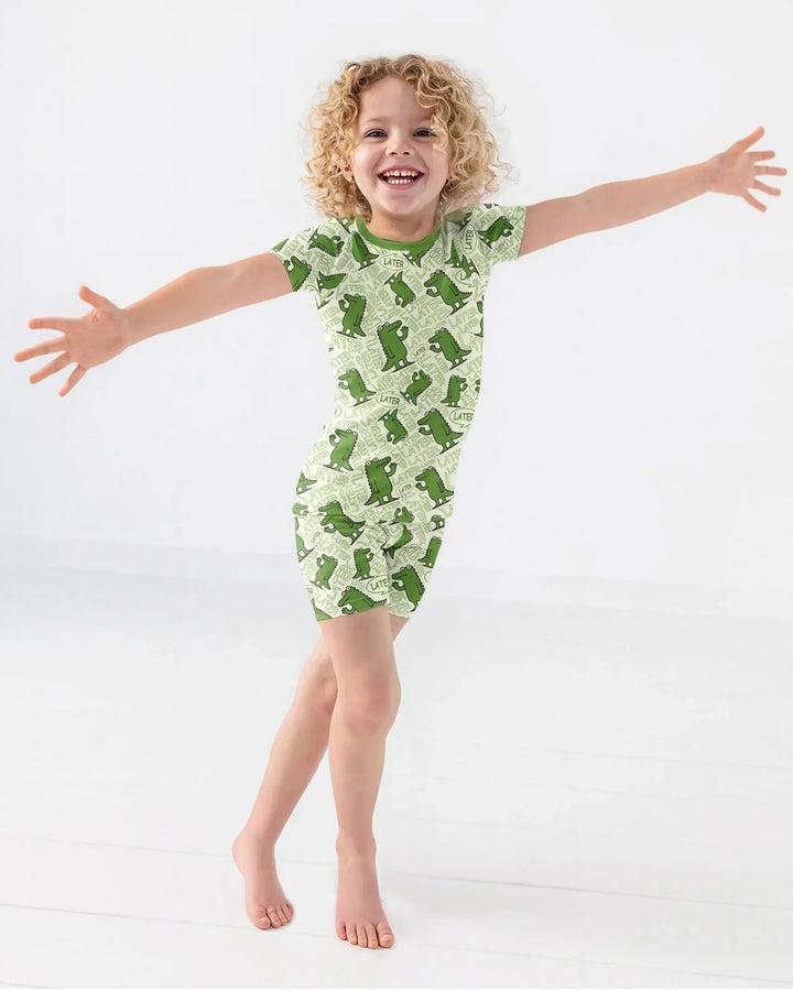 See you later, alligator! Bamboo Two Piece Short Sleeve Shorts Pajama Set