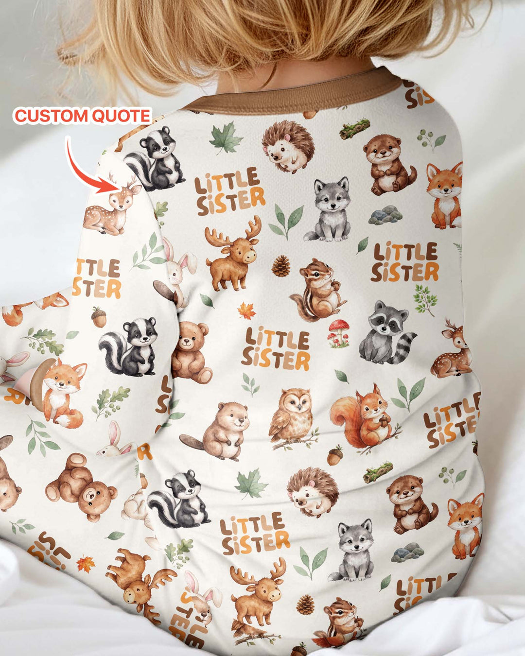 Custom Quote Woodland Animal Matching Sibling Bamboo Convertible Zippy