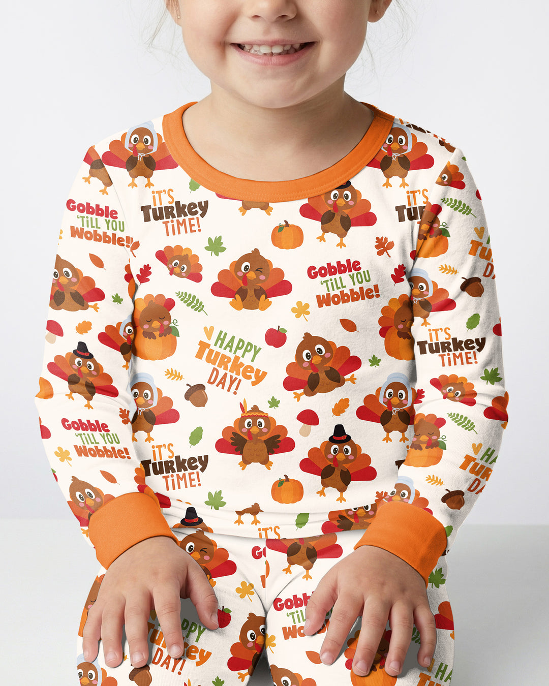 Happy Turkey Day Bamboo Two Piece Long Sleeve Pajama Set