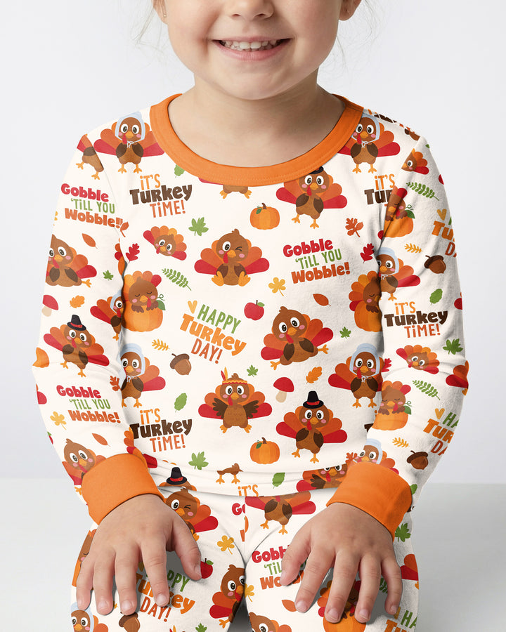 Happy Turkey Day Bamboo Two Piece Long Sleeve Pajama Set