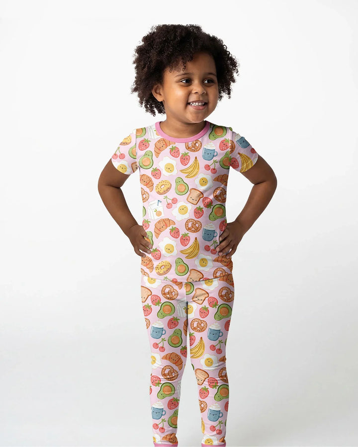 Breakfast Buddies Family Matching Bamboo Two Piece Short Sleeve Pajama Set
