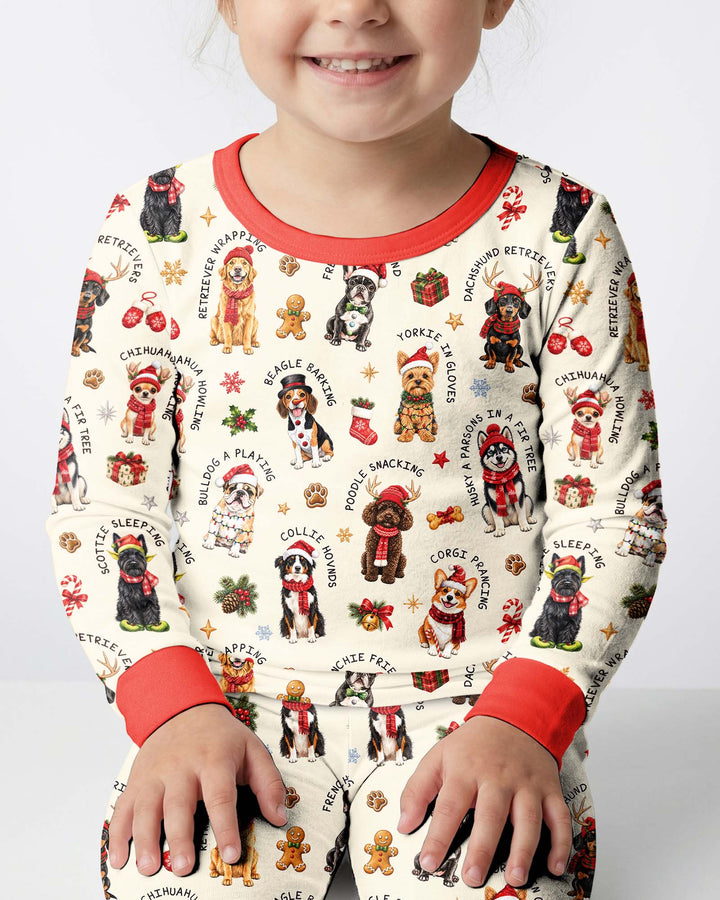 The 12 Dogs Of Christmas Bamboo Two Piece Long Sleeve Pajama Set