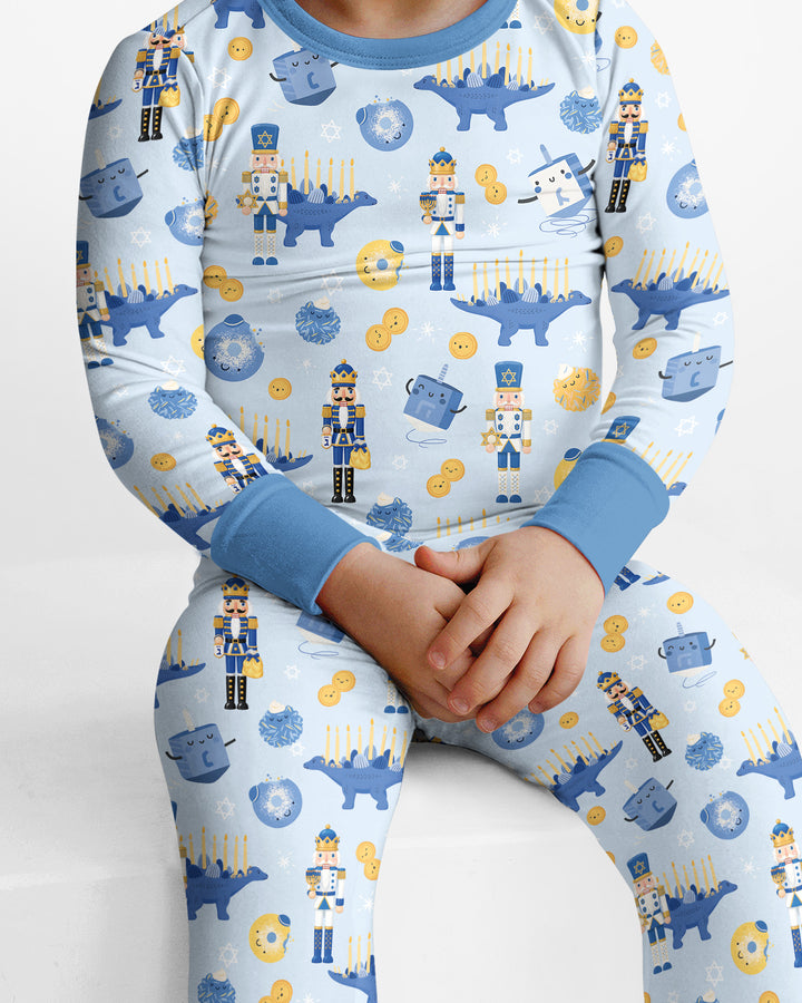 Hanukkah Nutcracker King Family Matching Bamboo Two Piece Long Sleeve Pajama Set