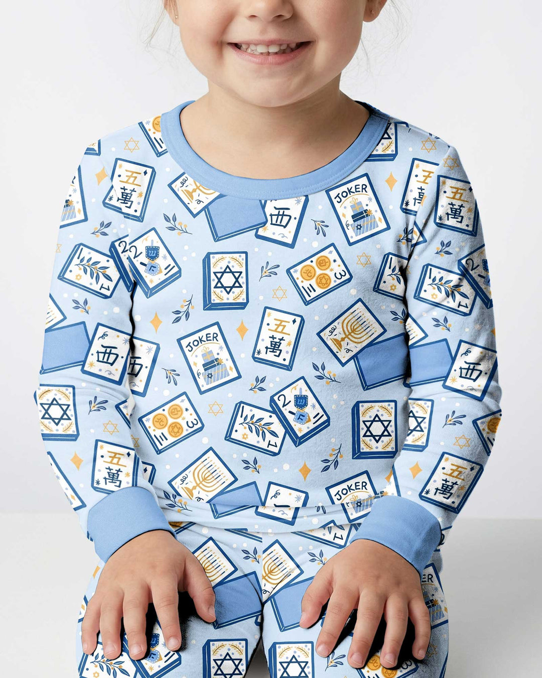 Mahjong Tov Hanukkah Family Matching Bamboo Two Piece Long Sleeve Pajama Set