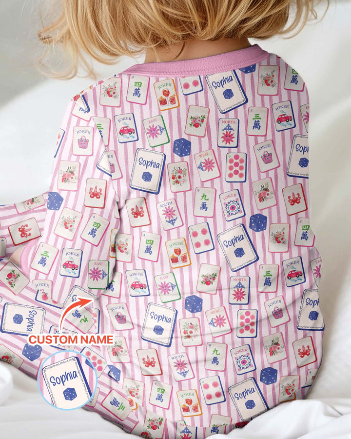 Coastal Mahjong Custom Name Mommy & Me Matching Bamboo Convertible Zippy