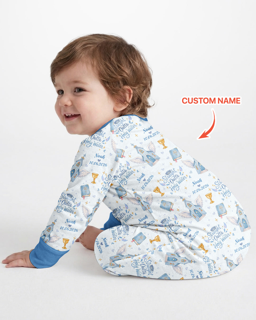 Custom Name Baptism Christening Straight Outta Holy Water Bamboo Convertible Zippy