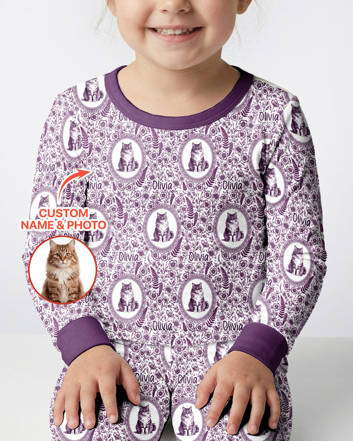 Custom Pet Photo Chinoiserie Garden Bamboo Two Piece Long Sleeve Pajama Set
