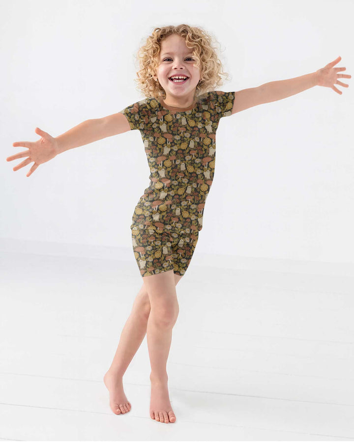 Ghost Garden Dark Autumn Bamboo Two Piece Short Sleeve Shorts Pajama Set