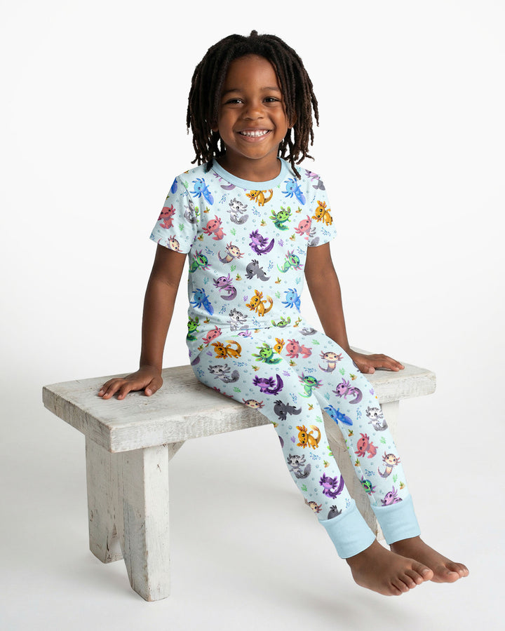 I Love You Axolotl Bamboo Two Piece Short Sleeve Pajama Set