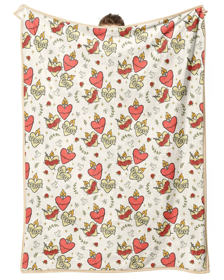 Three Sacred Hearts Bamboo Blanket
