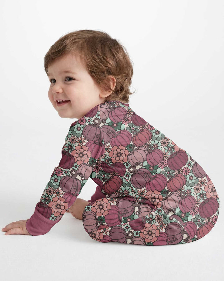 Retro Floral Pumpkin Patch Bamboo Convertible Zippy