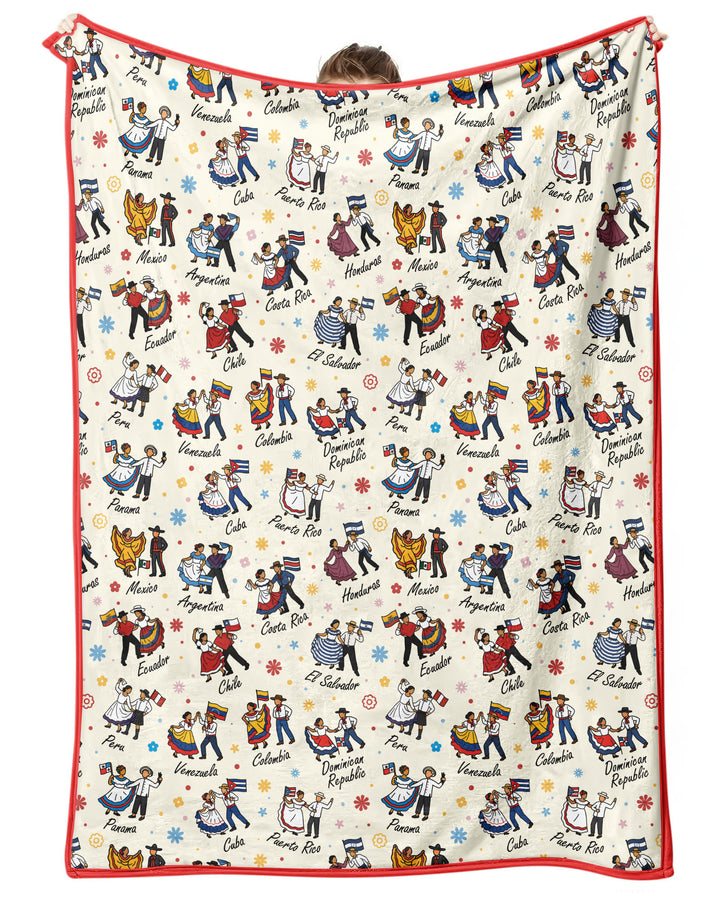 Hispanic Traditional Folkloric Dress Bamboo Blanket