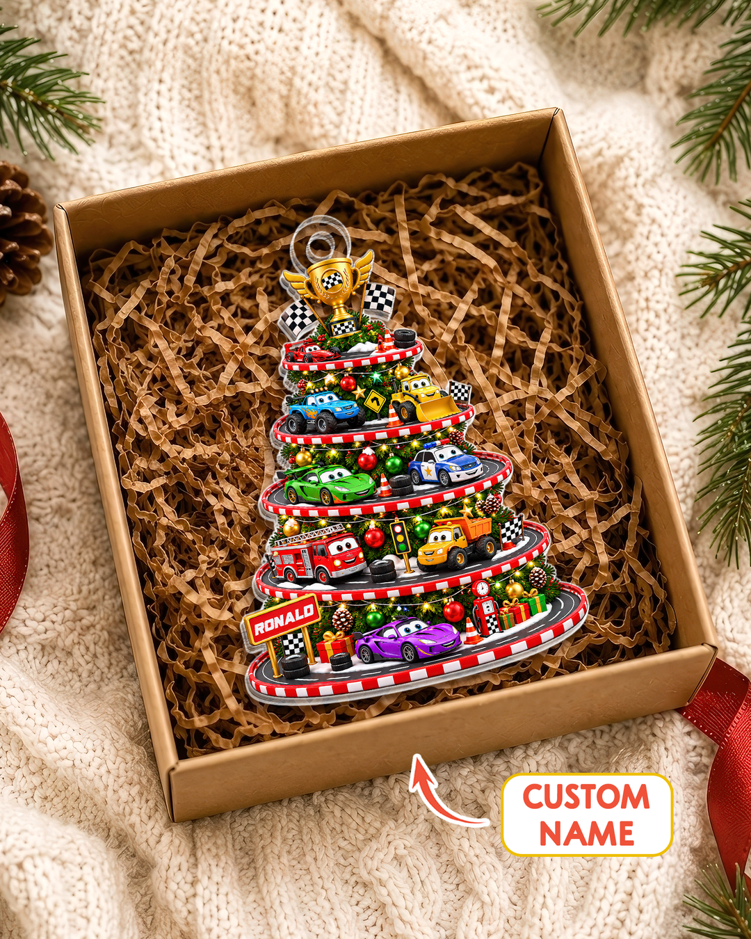 Cute Car Cartoon Acrylic Ornament