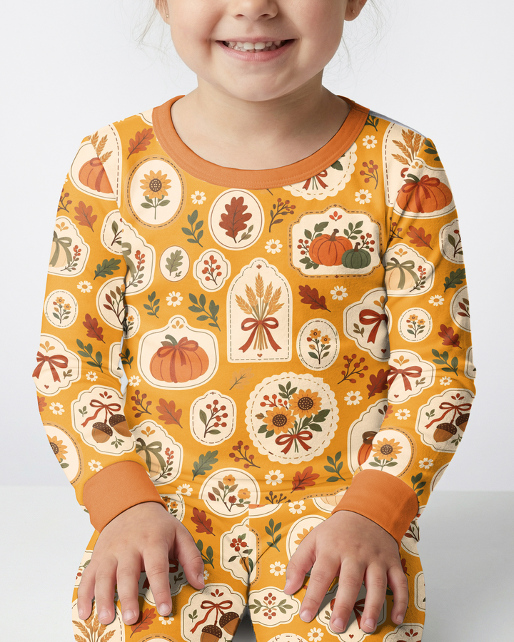 Warm Harvest Fall Bamboo Two Piece Long Sleeve Pajama Set
