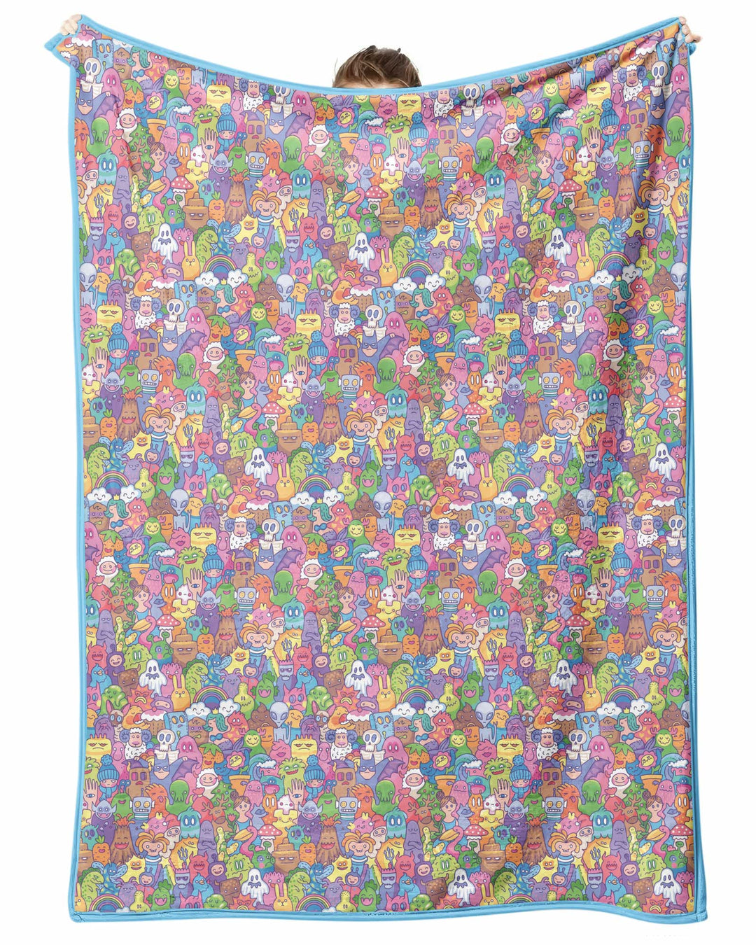 Doodle Characters Pastel Bamboo Blanket