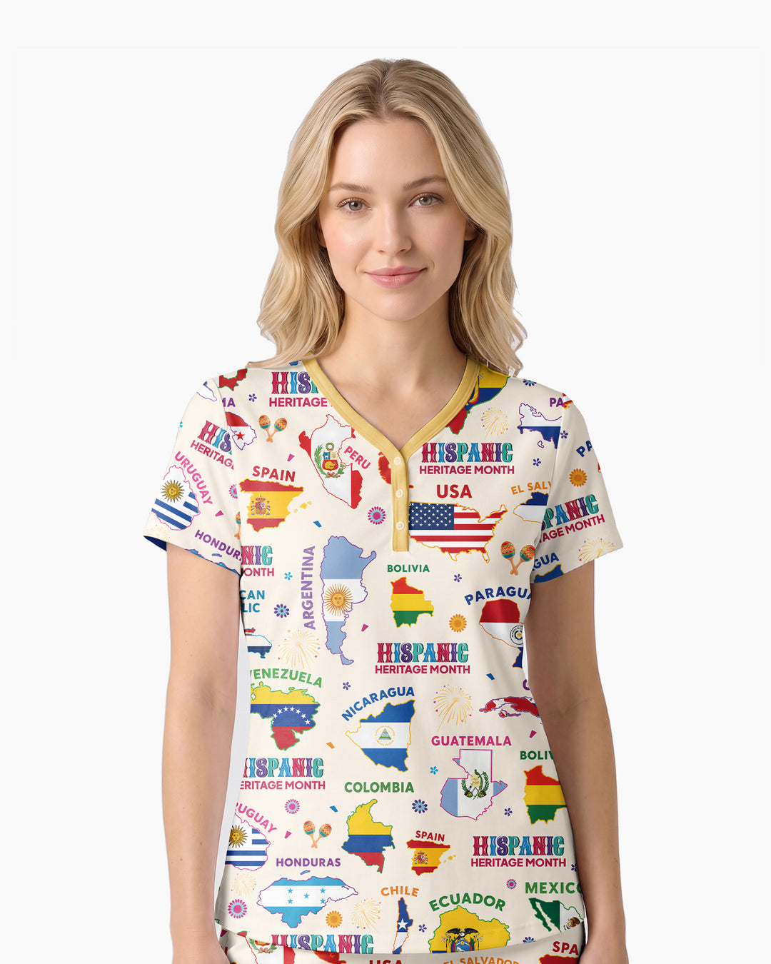 Hispanic Heritage Month Country Flags Bamboo Women Short Sleeve Short Pajama Set