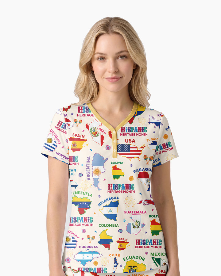 Hispanic Heritage Month Country Flags Bamboo Women Short Sleeve Short Pajama Set