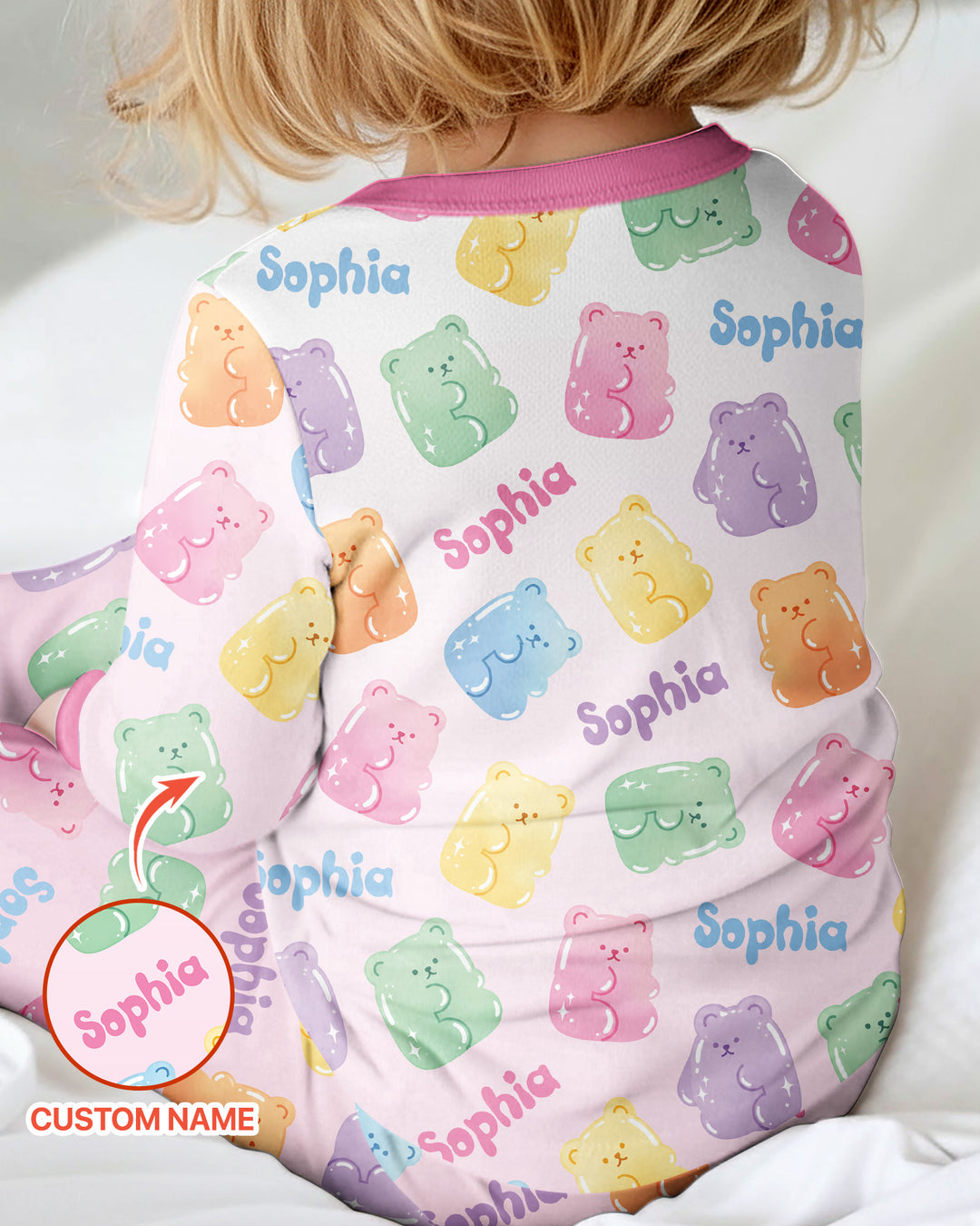 Kawaii Jelly Gummy Bears Custom Name Bamboo Convertible Zippy