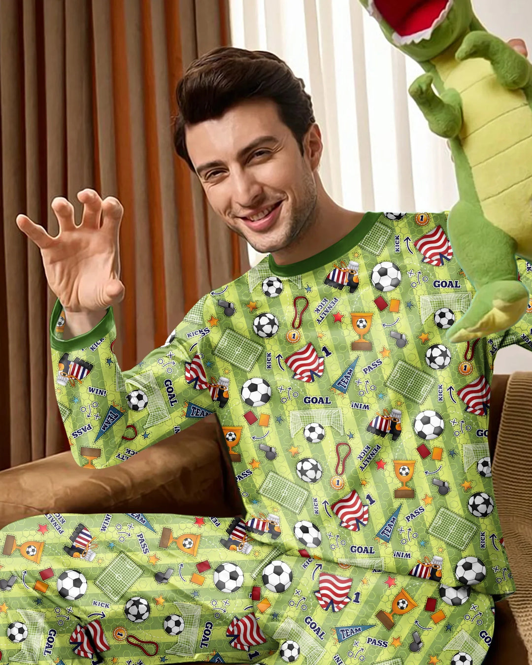 I Love Sports Soccer Bamboo Men's Pajama Set