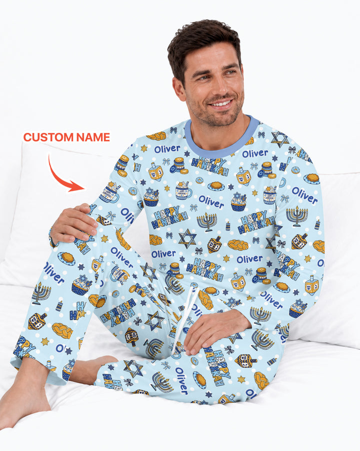 Custom Name Jewish Holiday Bamboo Men's Pajama Set