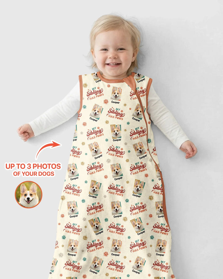 Custom Dog Photos "My Siblings Have Paws" Bamboo Sleep Bag