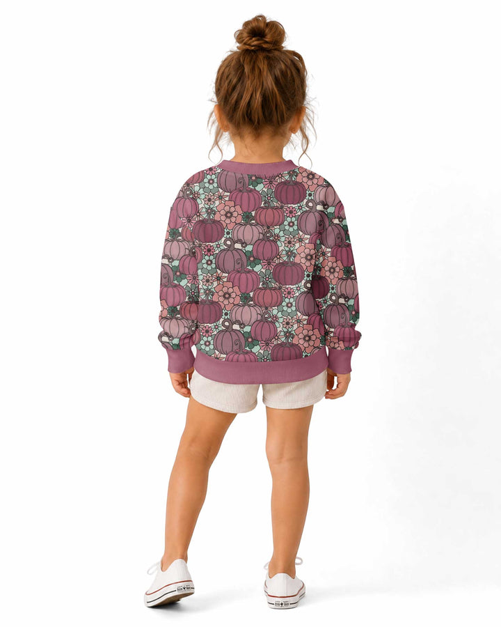 Retro Floral Pumpkin Patch Bamboo Crewneck Sweatshirt