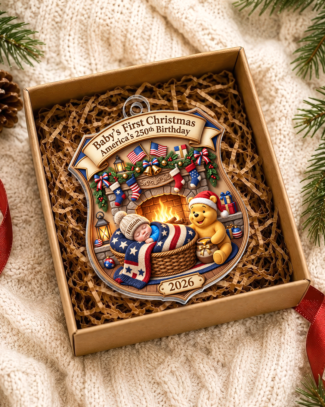 Little Patriot Christmas Personalized 1-Side Photo Acrylic Ornament