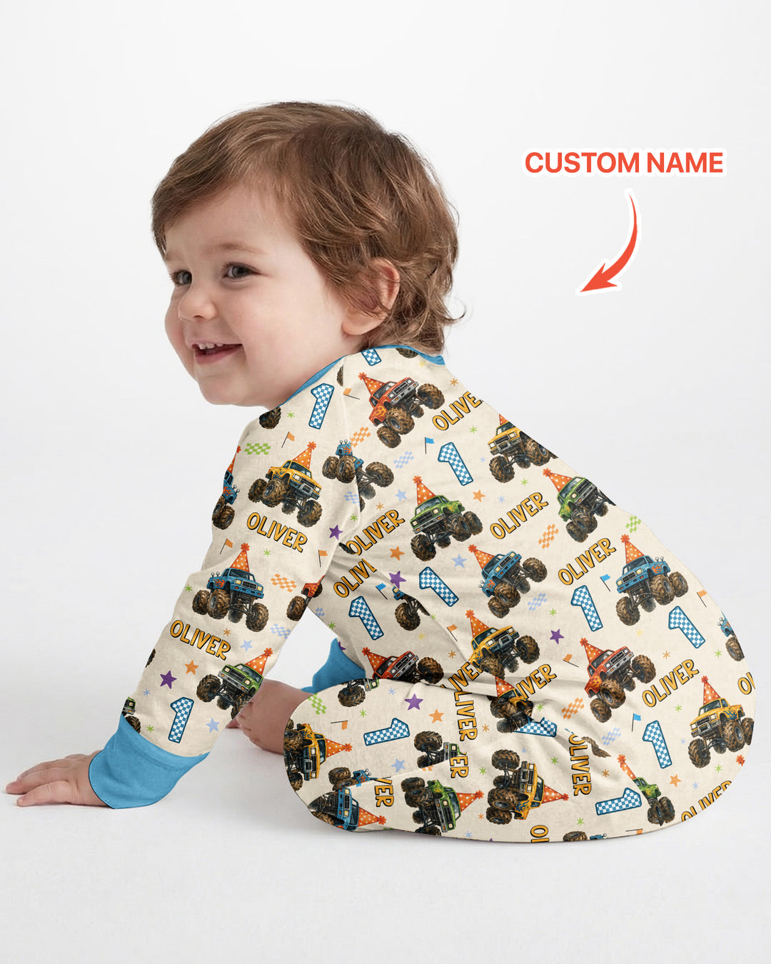 Custom Name Birthday Boy Monster Truck Bamboo Convertible Zippy
