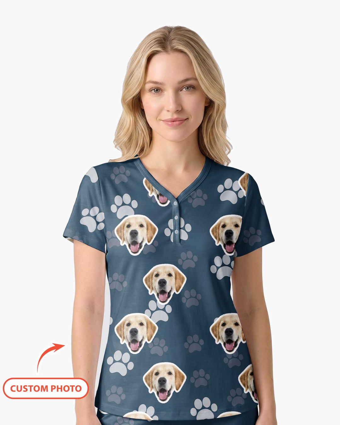Personalized Dog & Cat Photo Bamboo Women Short Sleeve Short Pajama Set