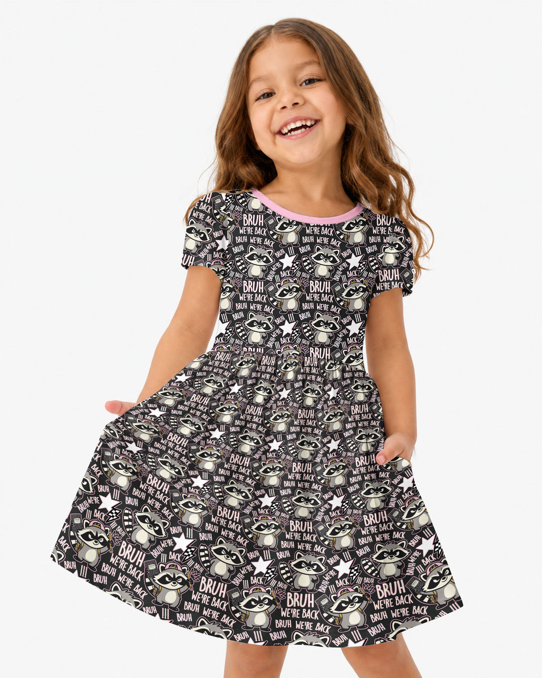 Bruh We're Back Raccoon Bamboo Twirl Dress