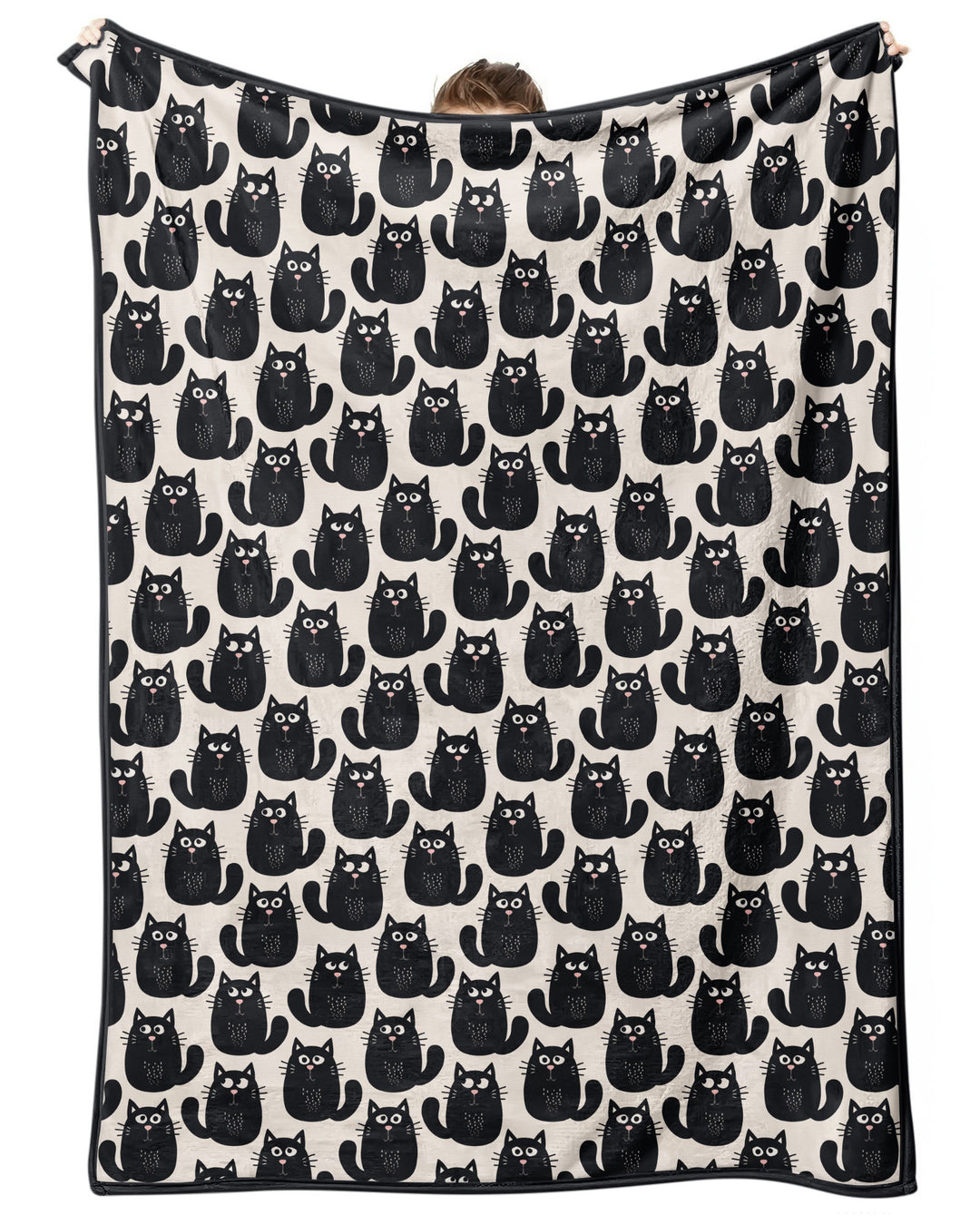 Moody Black Cats in Black and White Bamboo Blanket