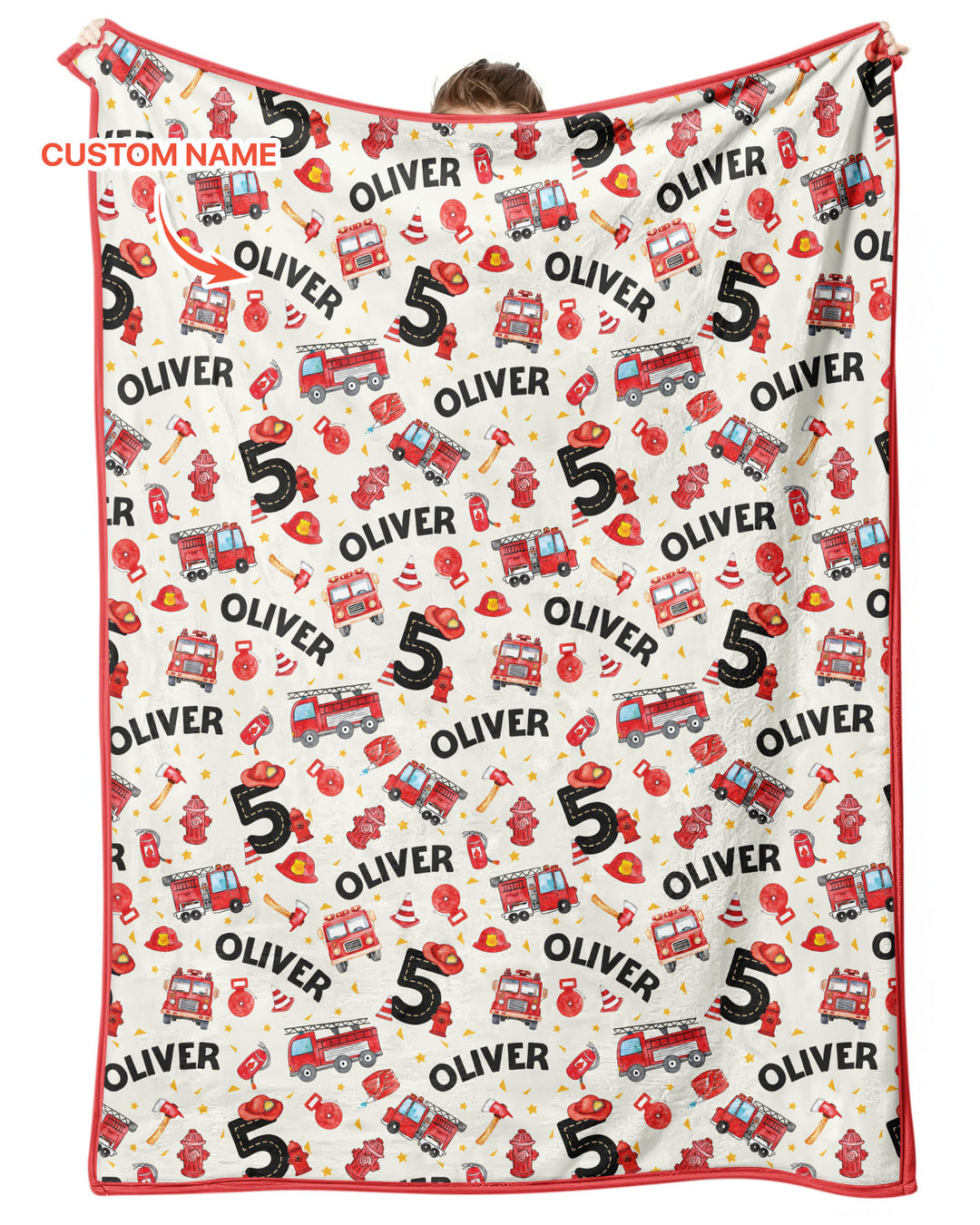 Custom Name Fire Truck Birthday Boy Bamboo Blanket