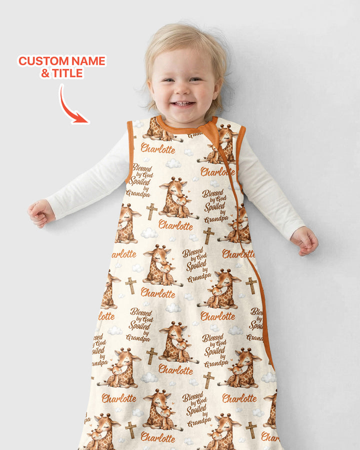 Custom Name Blessed By God Spoiled By Grandma Bamboo Sleep Bag