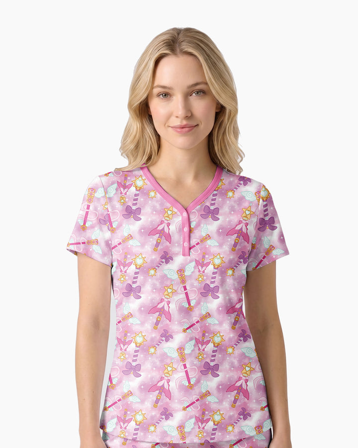 Kawaii Magical Girl Wand Bamboo Women Short Sleeve Short Pajama Set