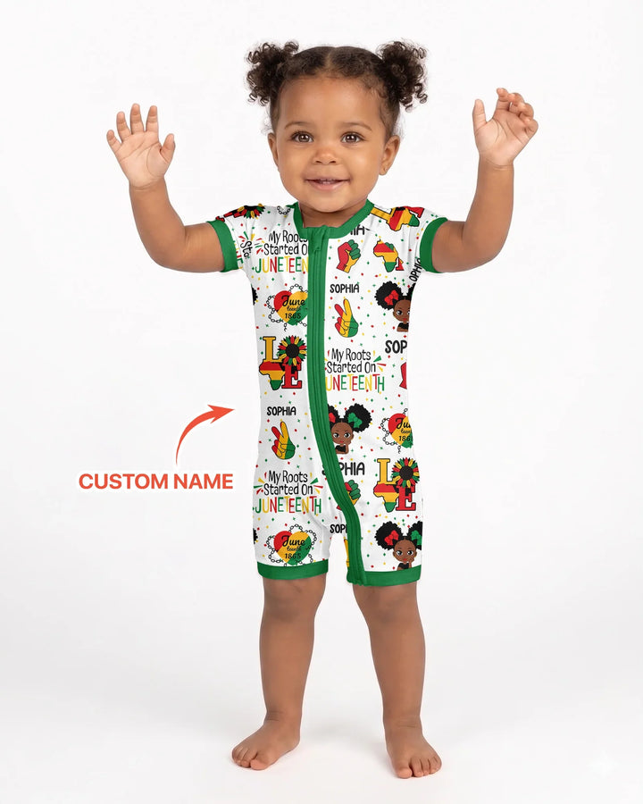 Custom Name My Roots Started On Juneteenth Bamboo Shorty Zippy