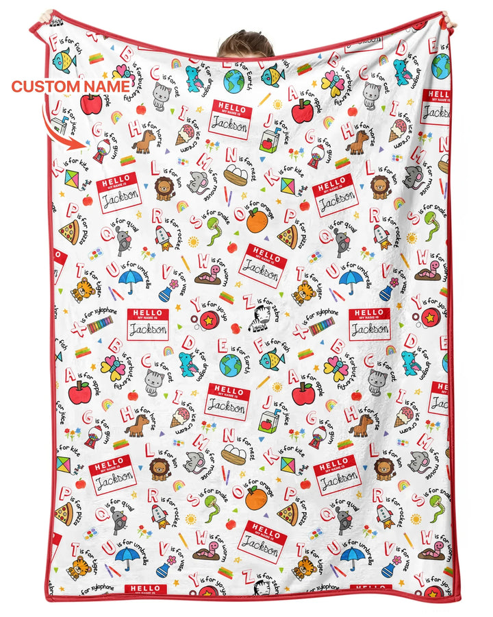 Custom Name Hello School ABCs Bamboo Blanket