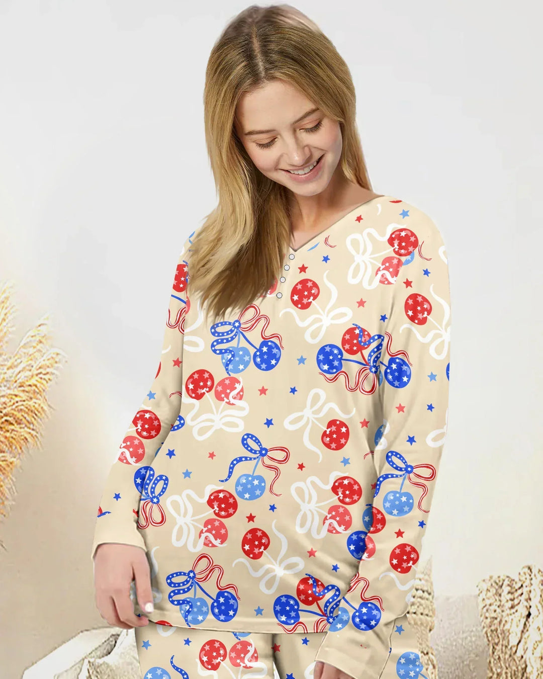 Cherry America 4th of July  Bamboo Women Pajama Set
