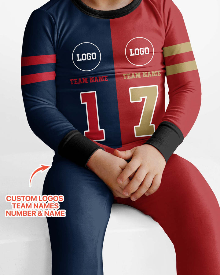 Football Rivalry Family Personalized Bamboo Two Piece Long Sleeve Pajama Set