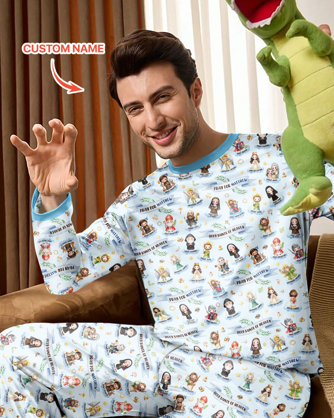 Holy Saints of Heaven Custom Name Bamboo Men's Pajama Set