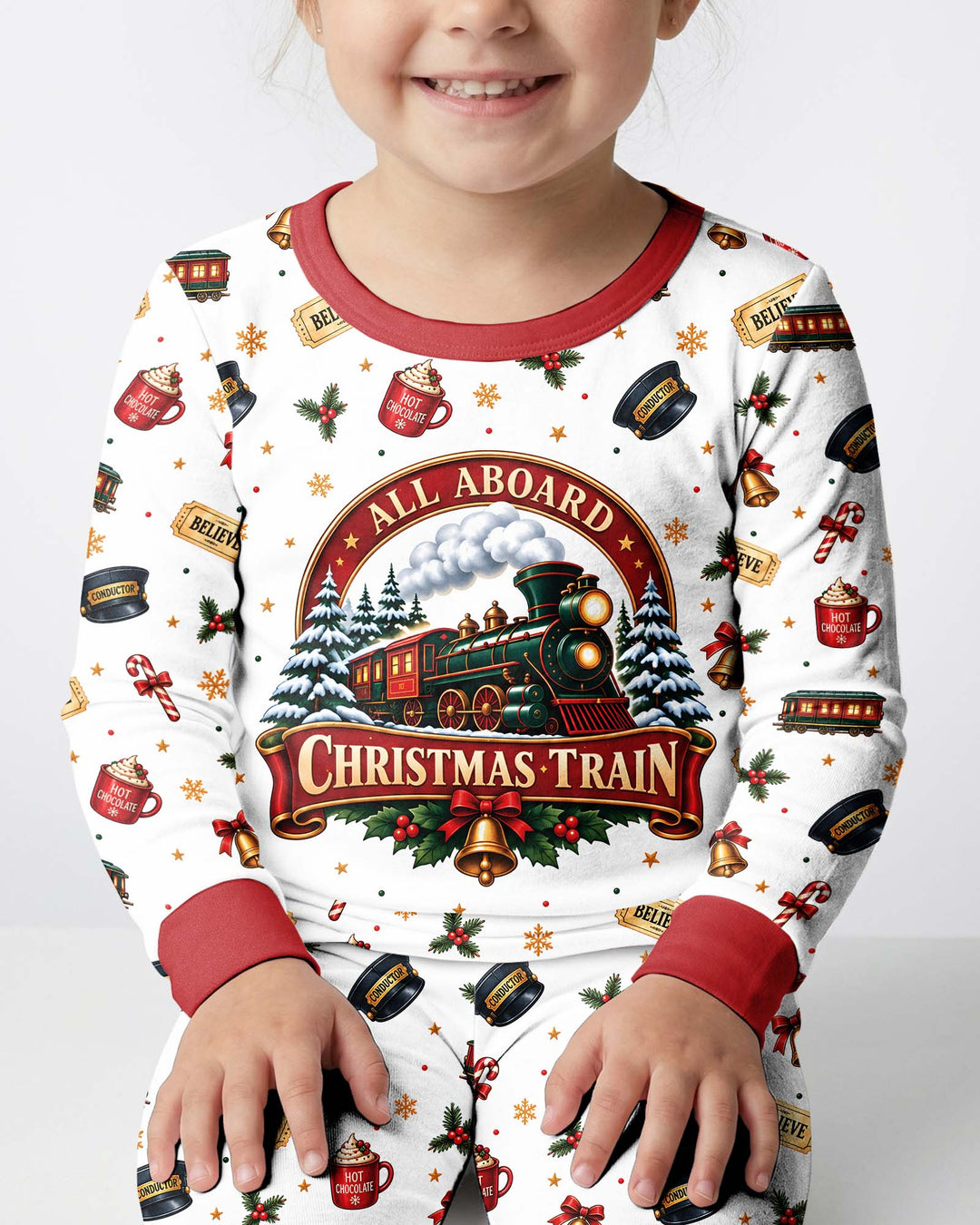All Aboard Christmas Express Bamboo Two Piece Long Sleeve Pajama Set